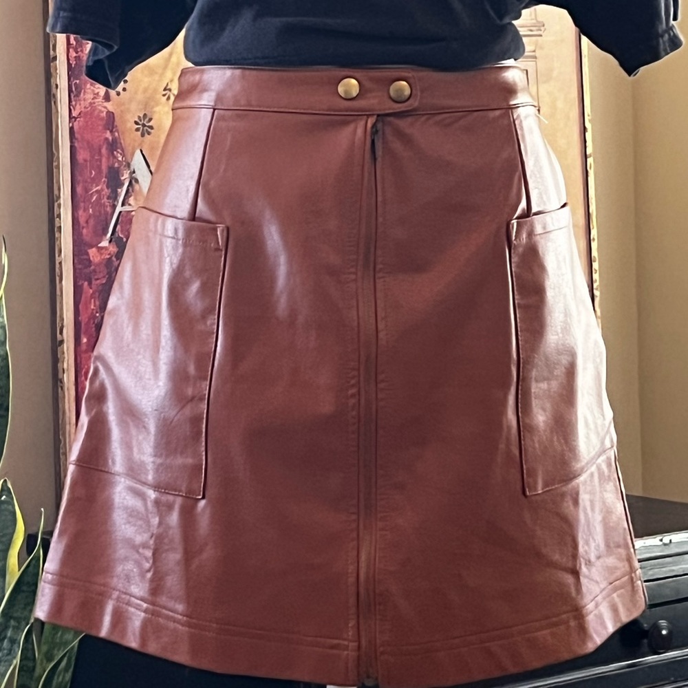 Sadi & Sage, brown “vintage” pleather mini.
